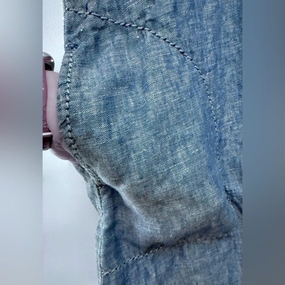 Max Studio Denim Look 100% Linen Blue Mini Dress - Picture 6 of 7